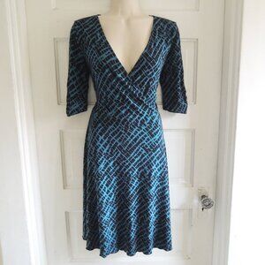 Candie's Teal & Blue Faux Wrap A-Line Dress M